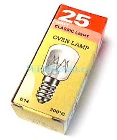 Лампочка подсветки духового шкафа  цоколь Е14 25W до 300С универсальная в картоне 02lf06